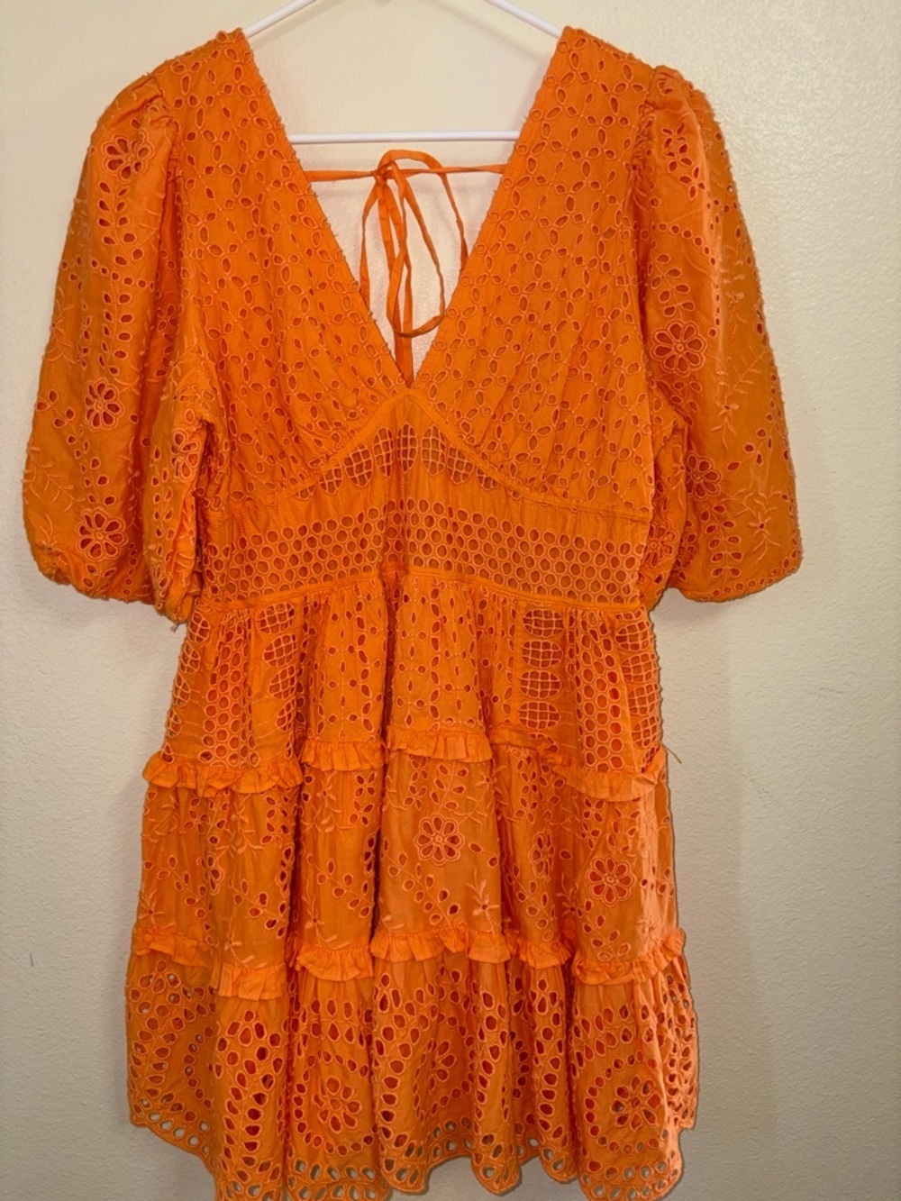 Cynthia Rowley Orange Embroidered Vaca Mini Dress